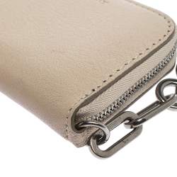 Pre Owned Burberry Beige Leather Zip Around Wallet