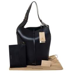 Pre Owned Burberry Black Leather Large Bucket Bag