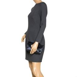 Pre Owned حقيبة كلاتش بربري دبوس مزخرفة كريستال ساتان رمادية 