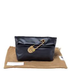 Pre Owned حقيبة كلاتش بربري دبوس مزخرفة كريستال ساتان رمادية 