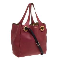 Pre Owned حقيبة يد بربري تفاصيل غرومت متوسطة جلد أحمر كريمسون