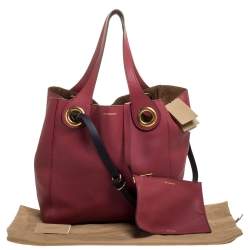 Pre Owned حقيبة يد بربري تفاصيل غرومت متوسطة جلد أحمر كريمسون