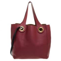 Pre Owned حقيبة يد بربري تفاصيل غرومت متوسطة جلد أحمر كريمسون