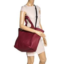 Pre Owned حقيبة يد بربري تفاصيل غرومت متوسطة جلد أحمر كريمسون