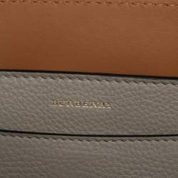 Pre Owned Burberry Mineral Grey Leather Small Belt Tote