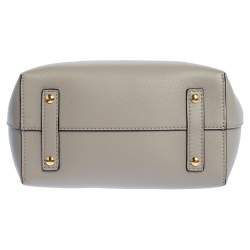 Pre Owned Burberry Mineral Grey Leather Small Belt Tote