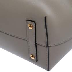 Pre Owned Burberry Mineral Grey Leather Small Belt Tote