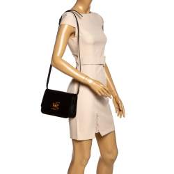 Pre Owned Burberry Black Leather TB Shoulder Bag