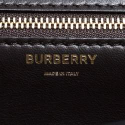 Pre Owned Burberry Black Leather TB Shoulder Bag