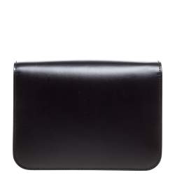 Pre Owned Burberry Black Leather TB Shoulder Bag