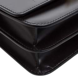 Pre Owned Burberry Black Leather TB Shoulder Bag