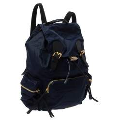 Pre Owned Burberry Navy Blue Nylon Rucksack Backpack