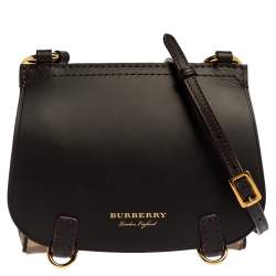 Burberry Black/Beige House Check Canvas and Leather Bridle Tote For Sale at  1stDibs
