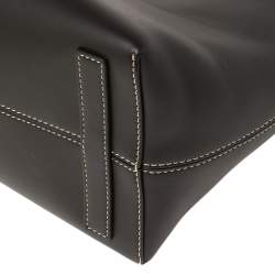 Pre Owned Burberry Dark Brown Leather Society Top Handle Bag