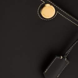 Pre Owned Burberry Dark Brown Leather Society Top Handle Bag