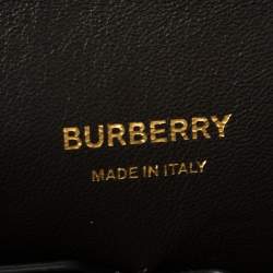 Pre Owned Burberry Dark Brown Leather Society Top Handle Bag