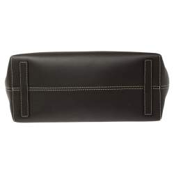 Pre Owned Burberry Dark Brown Leather Society Top Handle Bag