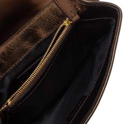 مملوكة مسبقًا Burberry Metallic Brown Woven Leather and Suede Small Shoulder Bag