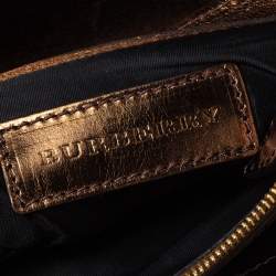 مملوكة مسبقًا Burberry Metallic Brown Woven Leather and Suede Small Shoulder Bag