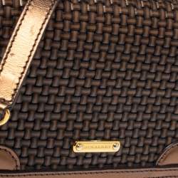 مملوكة مسبقًا Burberry Metallic Brown Woven Leather and Suede Small Shoulder Bag
