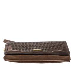 مملوكة مسبقًا Burberry Metallic Brown Woven Leather and Suede Small Shoulder Bag