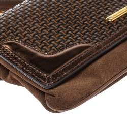 مملوكة مسبقًا Burberry Metallic Brown Woven Leather and Suede Small Shoulder Bag
