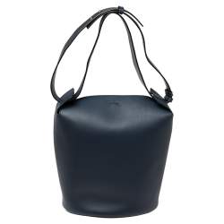 Pre Owned Burberry Indigo Leather Large Bucket Bag