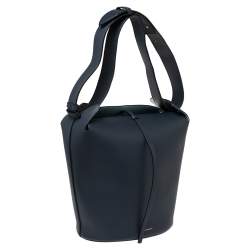 Pre Owned Burberry Indigo Leather Large Bucket Bag