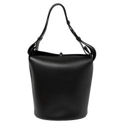Pre Owned Burberry Black Leather Large Bucket Bag