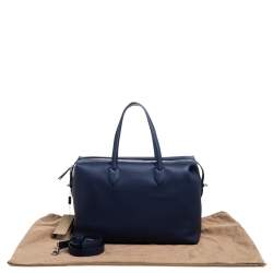 Burberry Regency Blue Leather Lawrence Holdall Weekend Bag