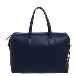 Burberry Regency Blue Leather Lawrence Holdall Weekend Bag