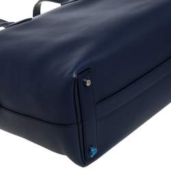 Burberry Regency Blue Leather Lawrence Holdall Weekend Bag