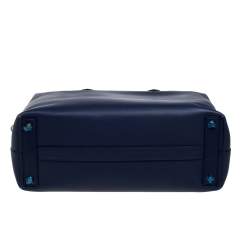 Burberry Regency Blue Leather Lawrence Holdall Weekend Bag