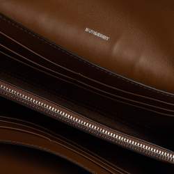 Pre Owned Burberry Malt Brown Vintage Check PVC Hannah Wallet On Strap