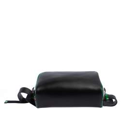 Pre Owned Burberry Black Leather and Patent Leather Cube Bumbag