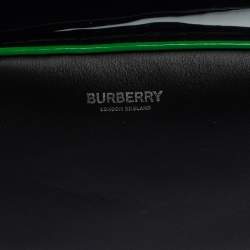 Pre Owned Burberry Black Leather and Patent Leather Cube Bumbag