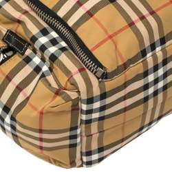 Pre Owned Burberry Antique Yellow Vintage Check Nylon Large Rucksack Backpack