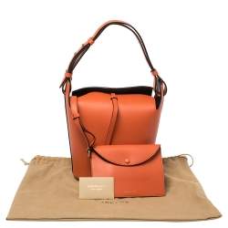Pre Owned Burberry Orange Leather Small Bucket Bag