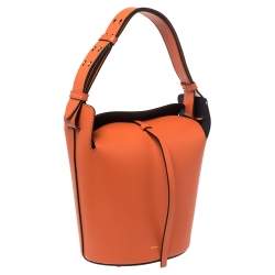 Pre Owned Burberry Orange Leather Small Bucket Bag