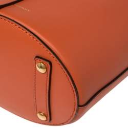 Pre Owned Burberry Orange Leather Small Bucket Bag