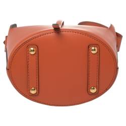 Pre Owned Burberry Orange Leather Small Bucket Bag