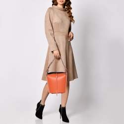 Pre Owned Burberry Orange Leather Small Bucket Bag