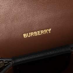 Pre Owned Burberry Brown TB-Print Coated Canvas and Leather Crossbody Bag