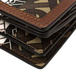 Pre Owned Burberry Brown TB-Print Coated Canvas and Leather Crossbody Bag