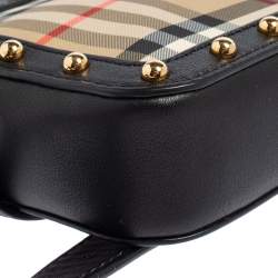 Pre Owned Burberry Beige/Black Nova Check Canvas and Leather Studded Elise Belt Bag