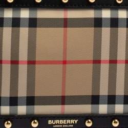 Pre Owned Burberry Beige/Black Nova Check Canvas and Leather Studded Elise Belt Bag