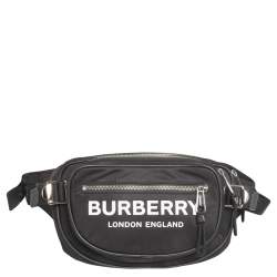 Burberry Bum Bag 1983 Check Link with Leather Trim Black in Cotton/Calf  Leather with Gold-tone - US