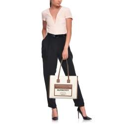 Mini freya leather & canvas tote bag - Burberry - Women