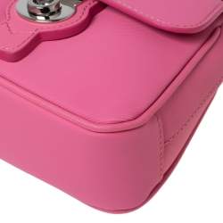 Pre Owned Burberry Pink Leather Mini DK88 Top Handle Bag