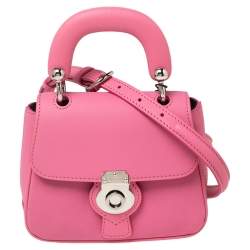 Pre Owned Burberry Pink Leather Mini DK88 Top Handle Bag